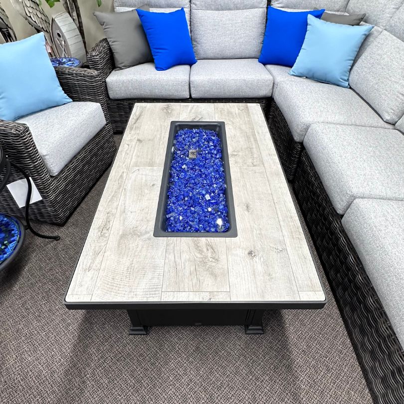 OW Lee Santorini 30" x 50" Rectangular Occasional Fire Pit Table