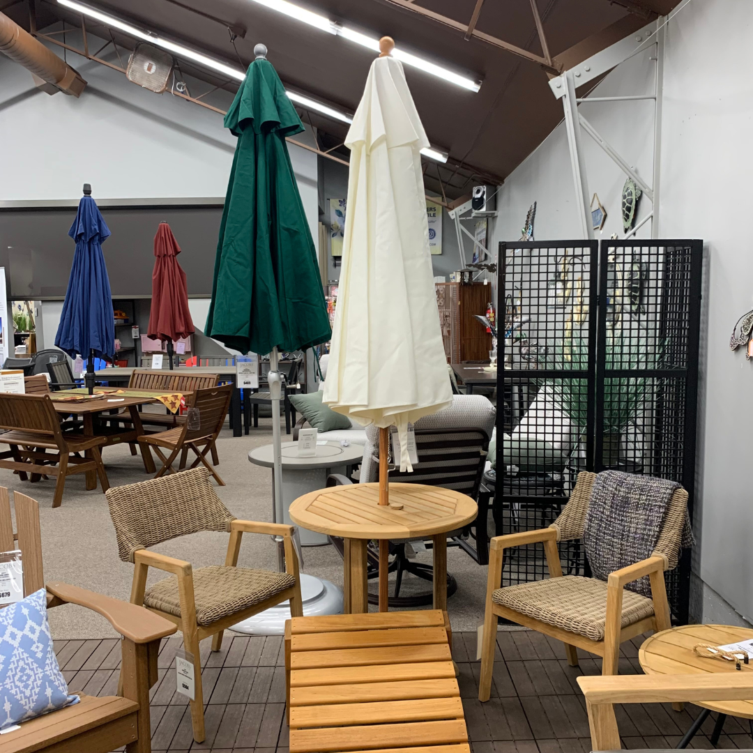 Shade Umbrellas in Stock-Frankford Monterey Wood Grain White 9' Auto Tilt Umbrella