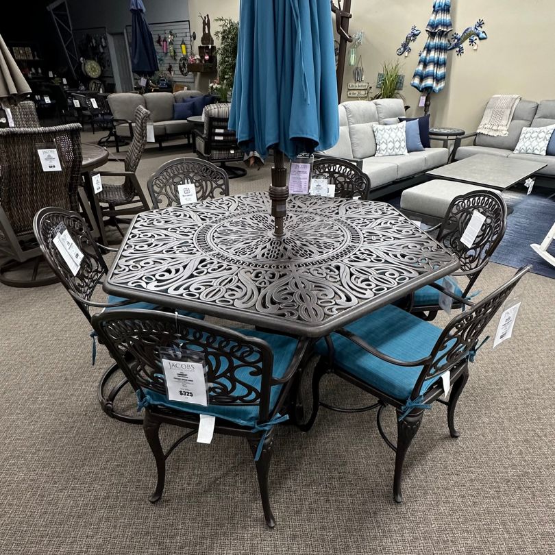 Patio Dining Table in Stock - Tuscany Hexagonal Lazy Susan Dining Table