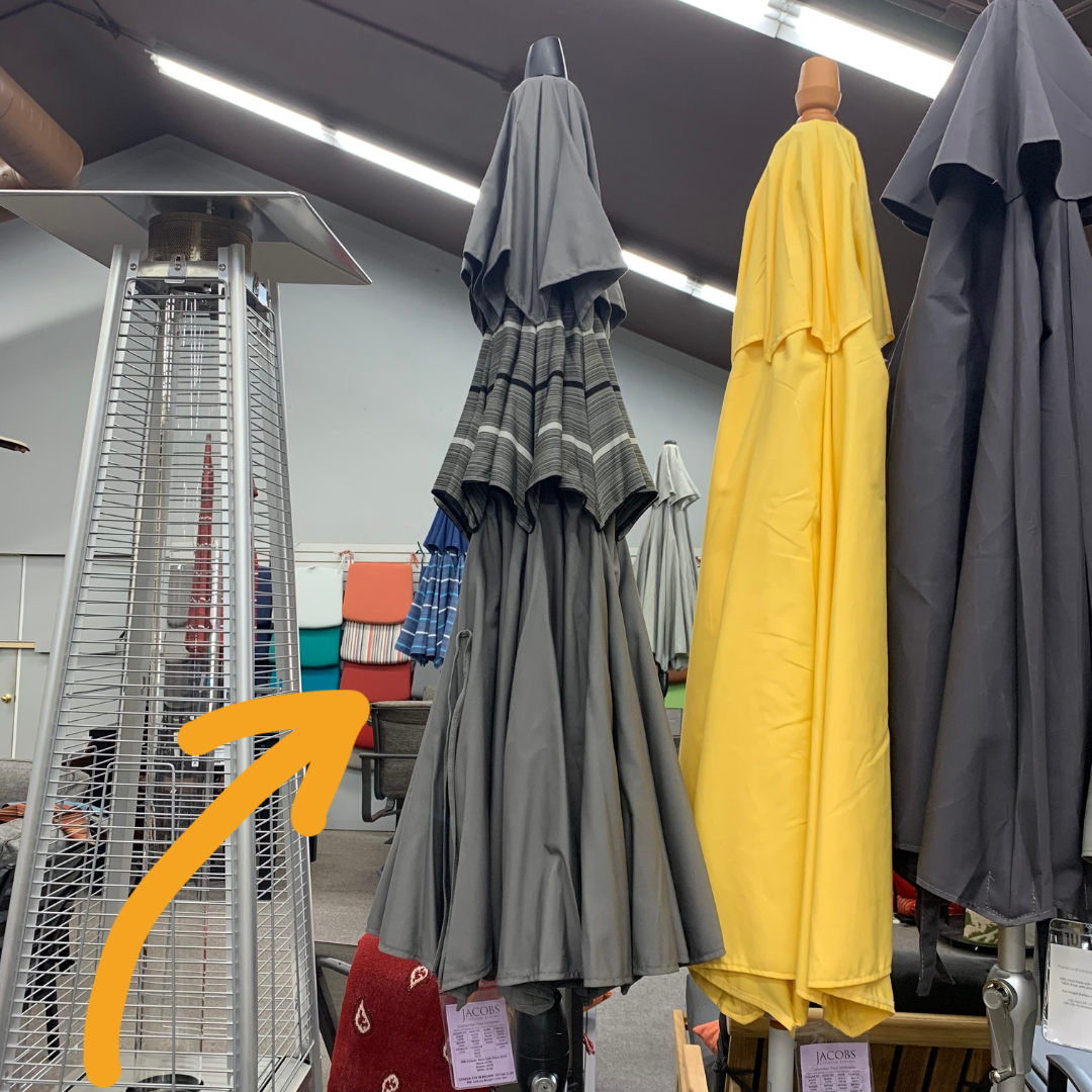 Shade Umbrellas in Stock- Treasure Garden 9' DWV Patio Umbrella in Charcoal/Harper Steel STR