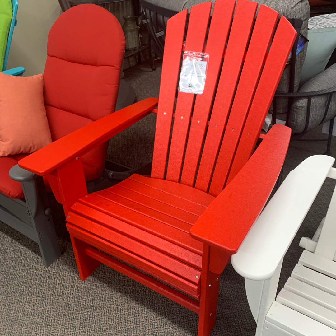 Bring relaxation to a whole new level with the Polywood Nautical Curve Adirondack Chair in stock at Jacobs Custom Living in Spokane Valley, WA!