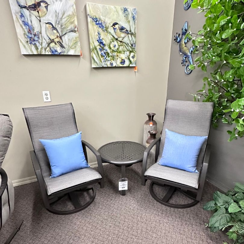 Tropitone Muirlands Patio Sling High Back Swivel Rocker Dining Chair