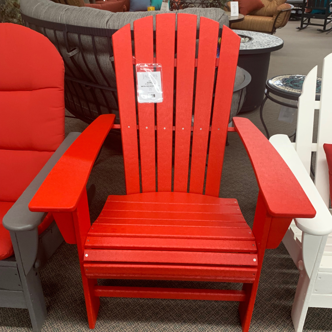 POLYWOOD Nautical Curve Adirondack Chair Red Jacobs Custom