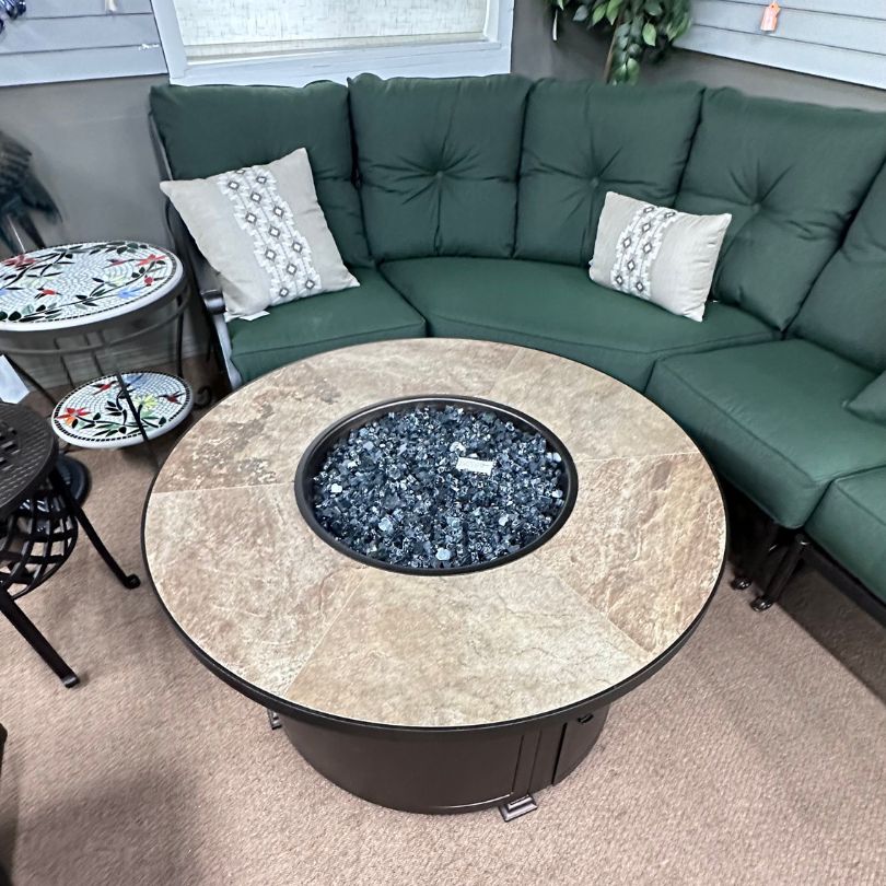 OW Lee Santorini 42" Round Chat Height Fire Pit Table
