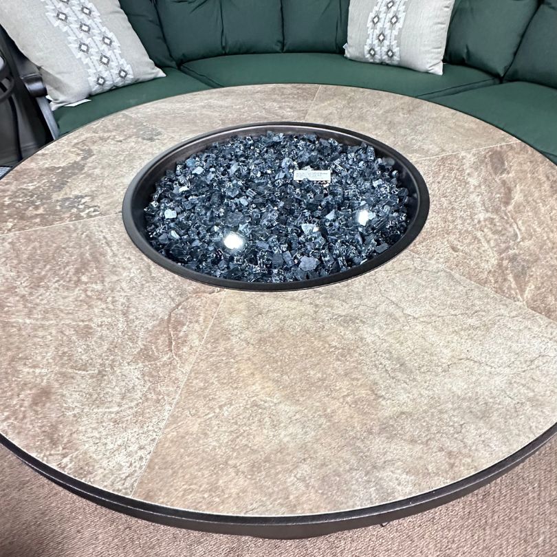 OW Lee Santorini 42" Round Chat Height Fire Pit Table