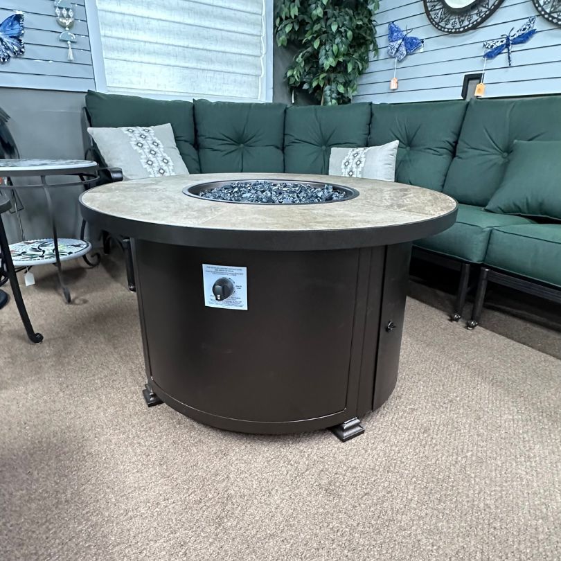 OW Lee Santorini 42" Round Chat Height Fire Pit Table