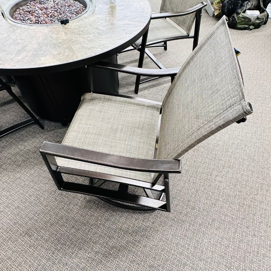 OW Lee Avana Sling Outdoor Patio Swivel Rocker Dining Chair