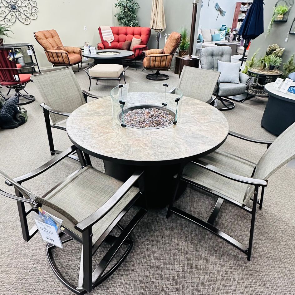 OW Lee Avana Sling Outdoor Patio Swivel Rocker Dining Chair