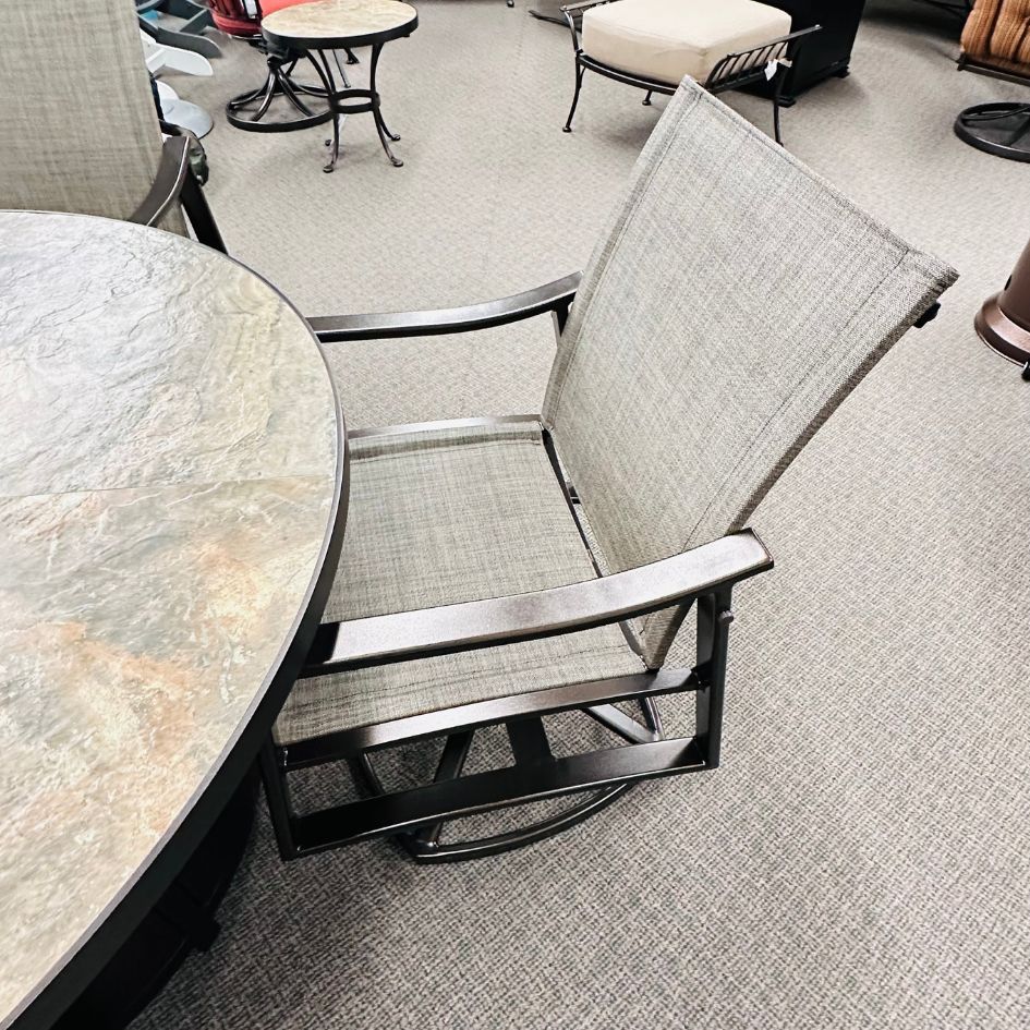 OW Lee Avana Sling Outdoor Patio Swivel Rocker Dining Chair