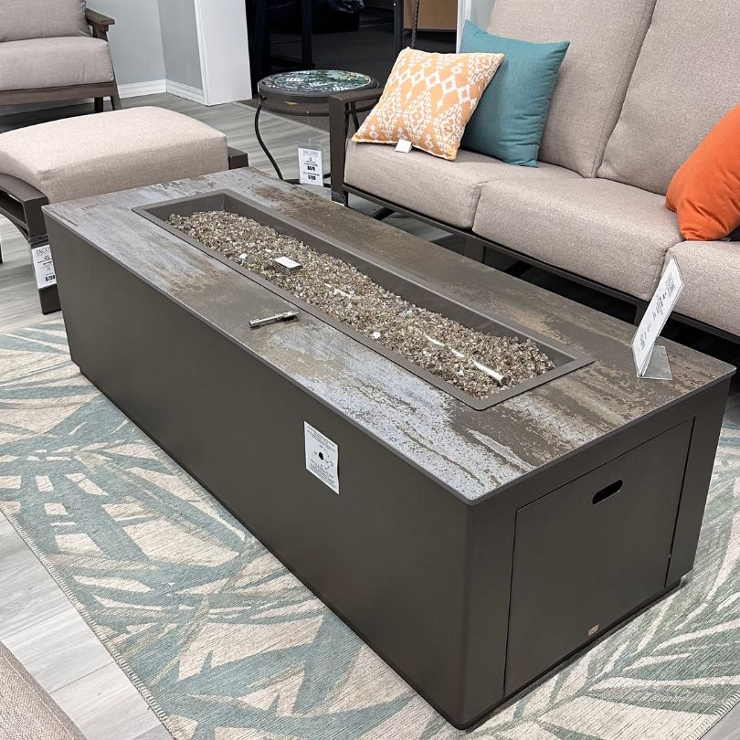 OW Lee Moda 25" x 65" Rectangular Occasional Fire Pit Table