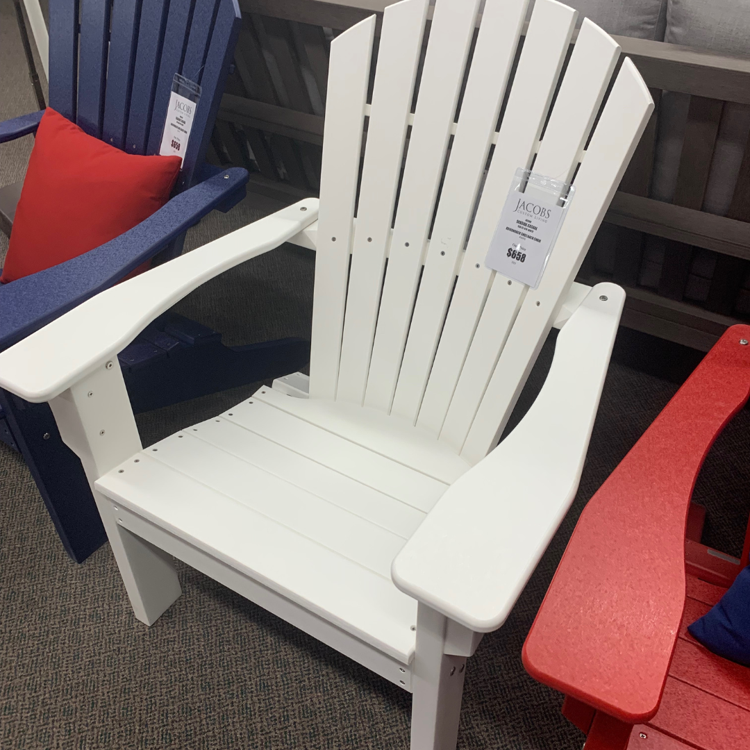 Seaside Casual Adirondack White Outdoor Patio Shellback Chair