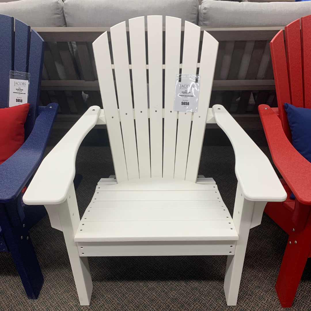 Seaside Casual Adirondack White Outdoor Patio Shellback Chair