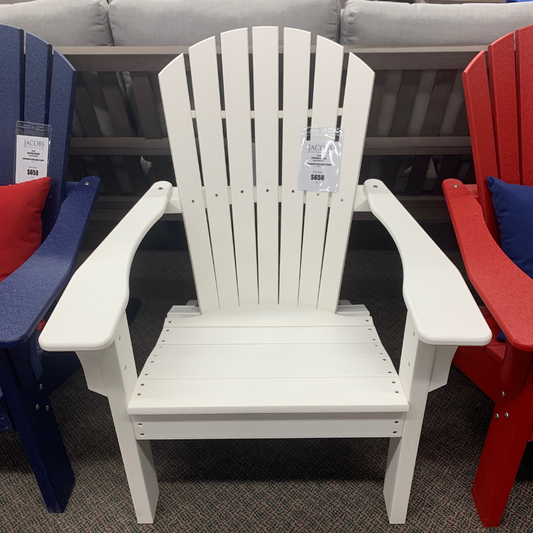 Seaside Casual Adirondack White Outdoor Patio Shellback Chair