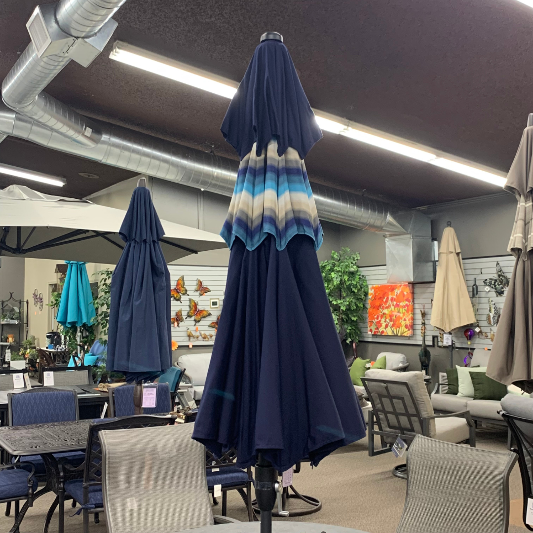 Treasure Garden 9' DWV Outdoor Patio Market Umbrella in Navy/Churchill Beach