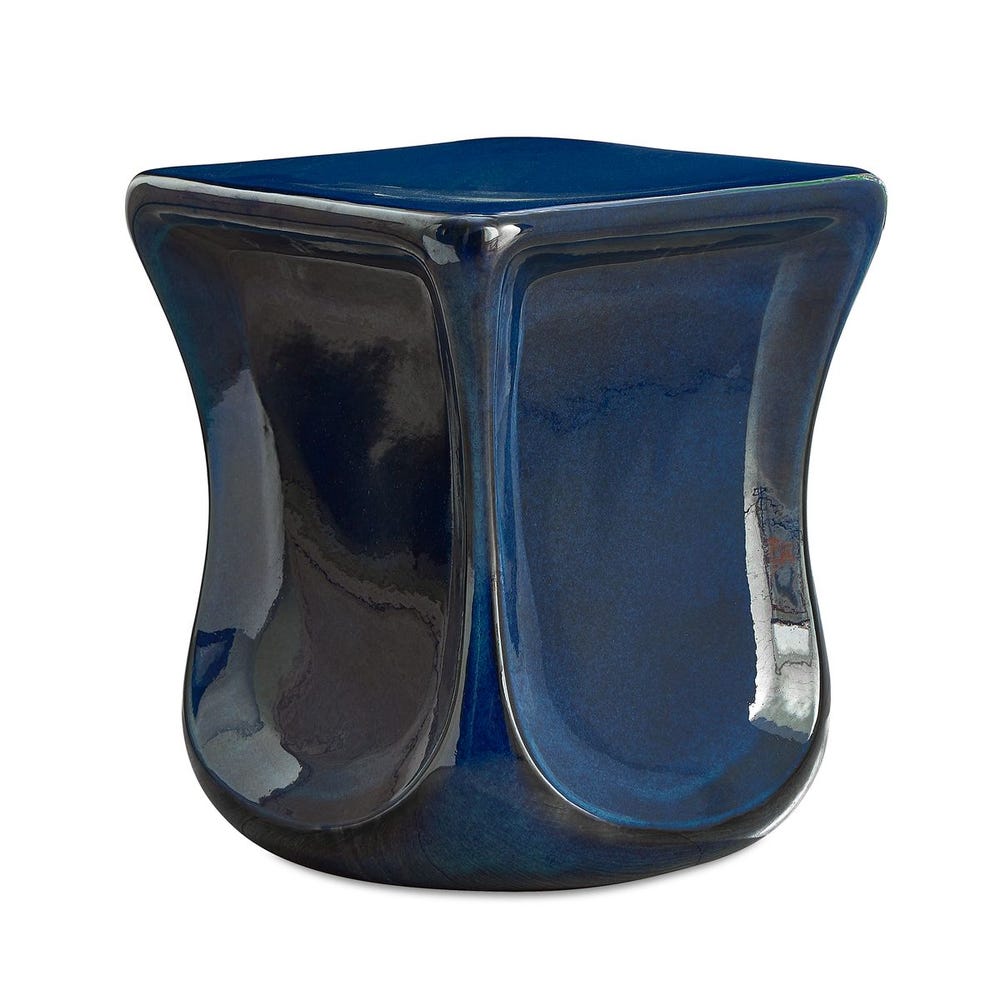 Blue glass stool on a white background