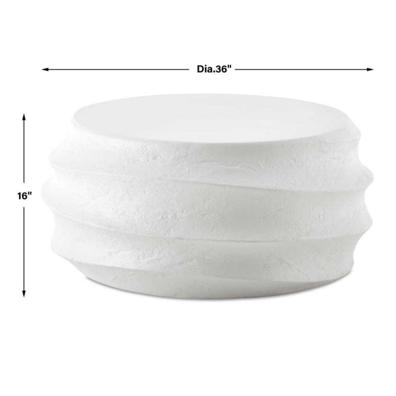 White ceramic planter with dimensions indicated on a white background