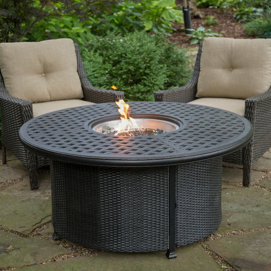 Alfresco Home Bonita Weave Round Best Fire Pit Table For Backyards