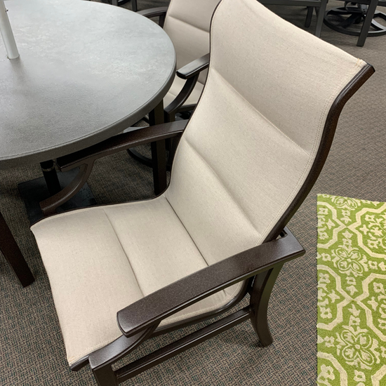 brown dining sling patio chair