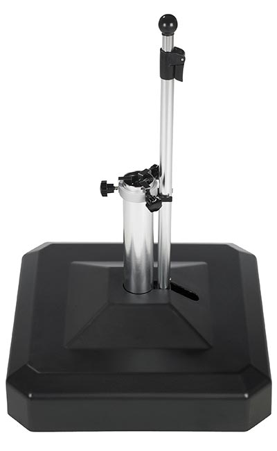 The Oasis Rolling Base 100lb Zinc Plated Square Umbrella Base is available in our Jacobs Custom Living Spokane Valley showroom.