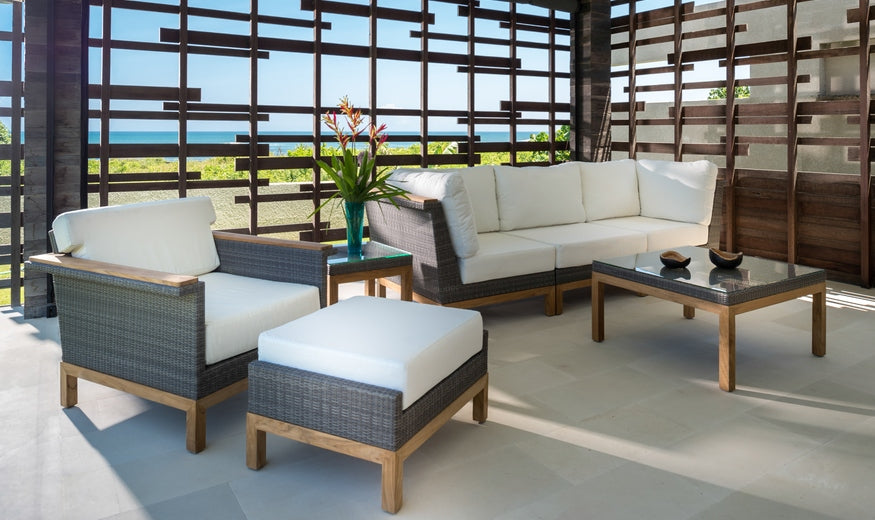 Kingsley Bate's Azores Patio Sectional Ottoman is available at Jacobs Custom Living in Spokane WA.