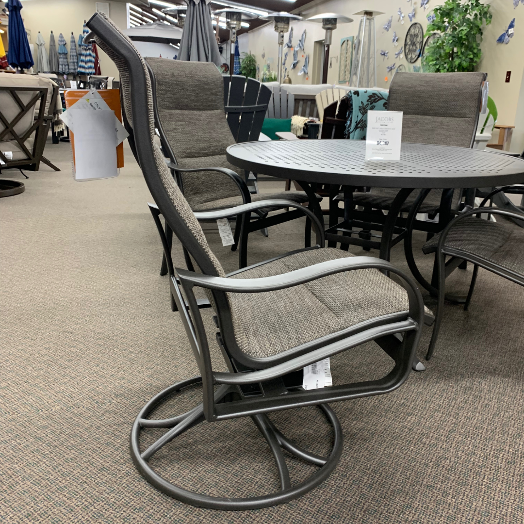 Tropitone Shoreline Padded Sling High Back Swivel Rocker Dining Chair