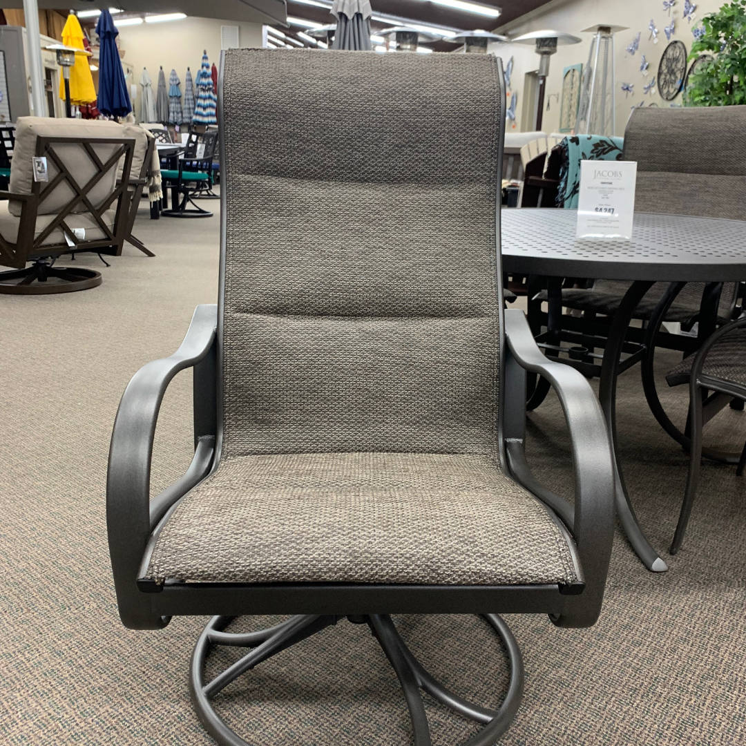 Tropitone Shoreline Padded Sling High Back Swivel Rocker Dining Chair