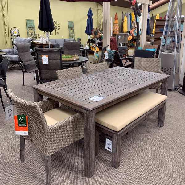 costco patio dining sets with umbrella Patio Dining Table in Stock - Alfresco Home Malvern 71" x 40" Rectangu – Jacobs Custom Living
