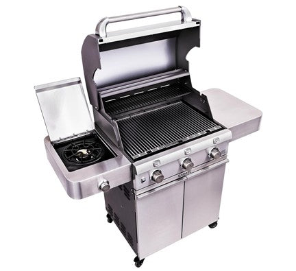 Saber Cast Stainless 3-Burner Gas Grill is available in our Jacobs Custom Living Spokane Valley showroom.