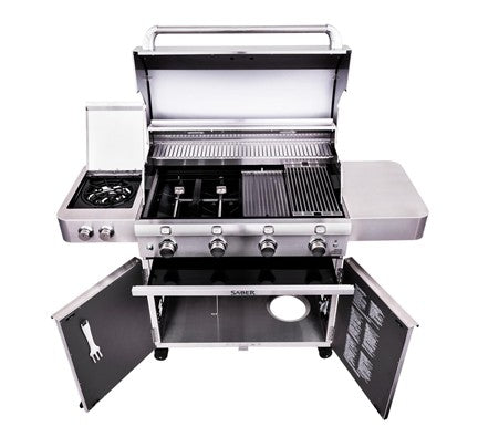 Saber Stainless Steel 4-Burner Gas Grill is available in our Jacobs Custom Living Spokane Valley showroom.