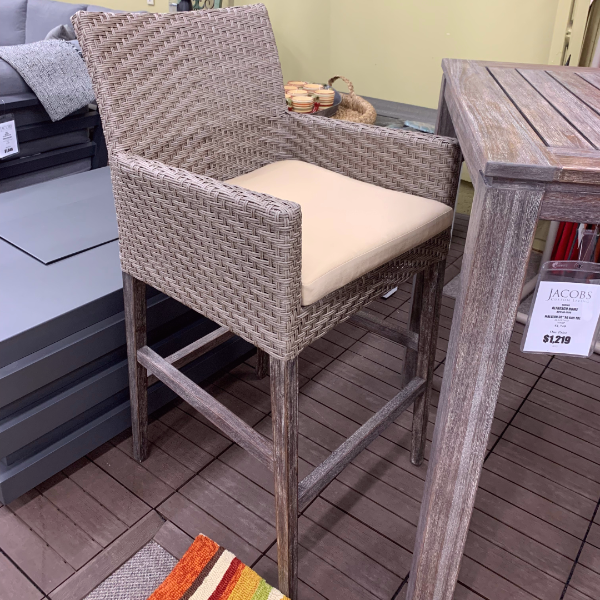 Alfresco Home Malvern 36" Square Wood Bar Table with Umbrella Hole