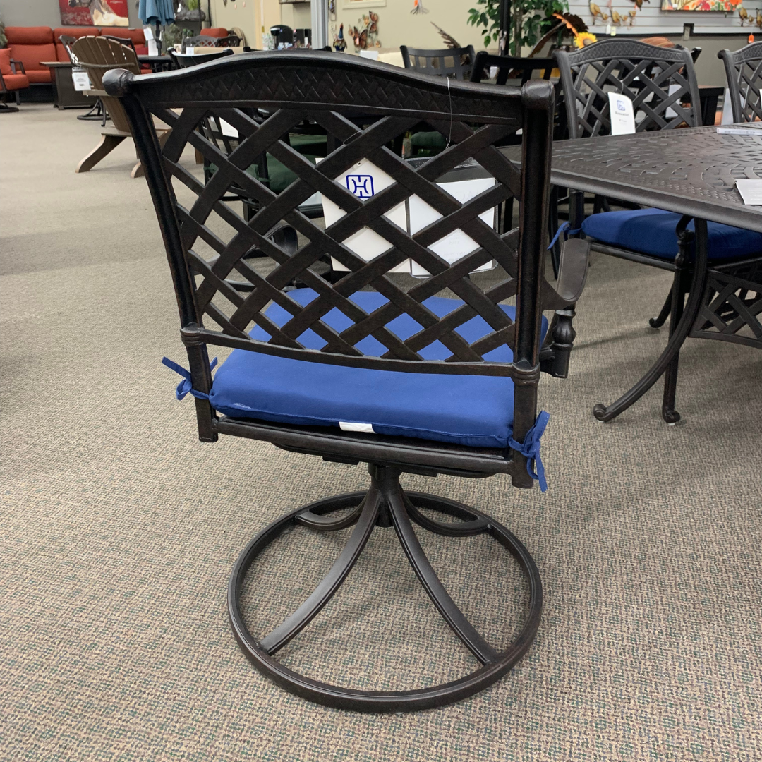 Hanamint Berkshire swivel rocker dining chair is available at Jacobs Custom Living Spokane Valley showroom.
