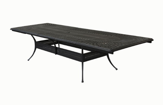 Alfresco Home Toscana 48" x 84">105">132" Rectangular Die Cast Dining Table with Umbrella Hole at Jacobs Custom Living Spokane Valley WA, 99037