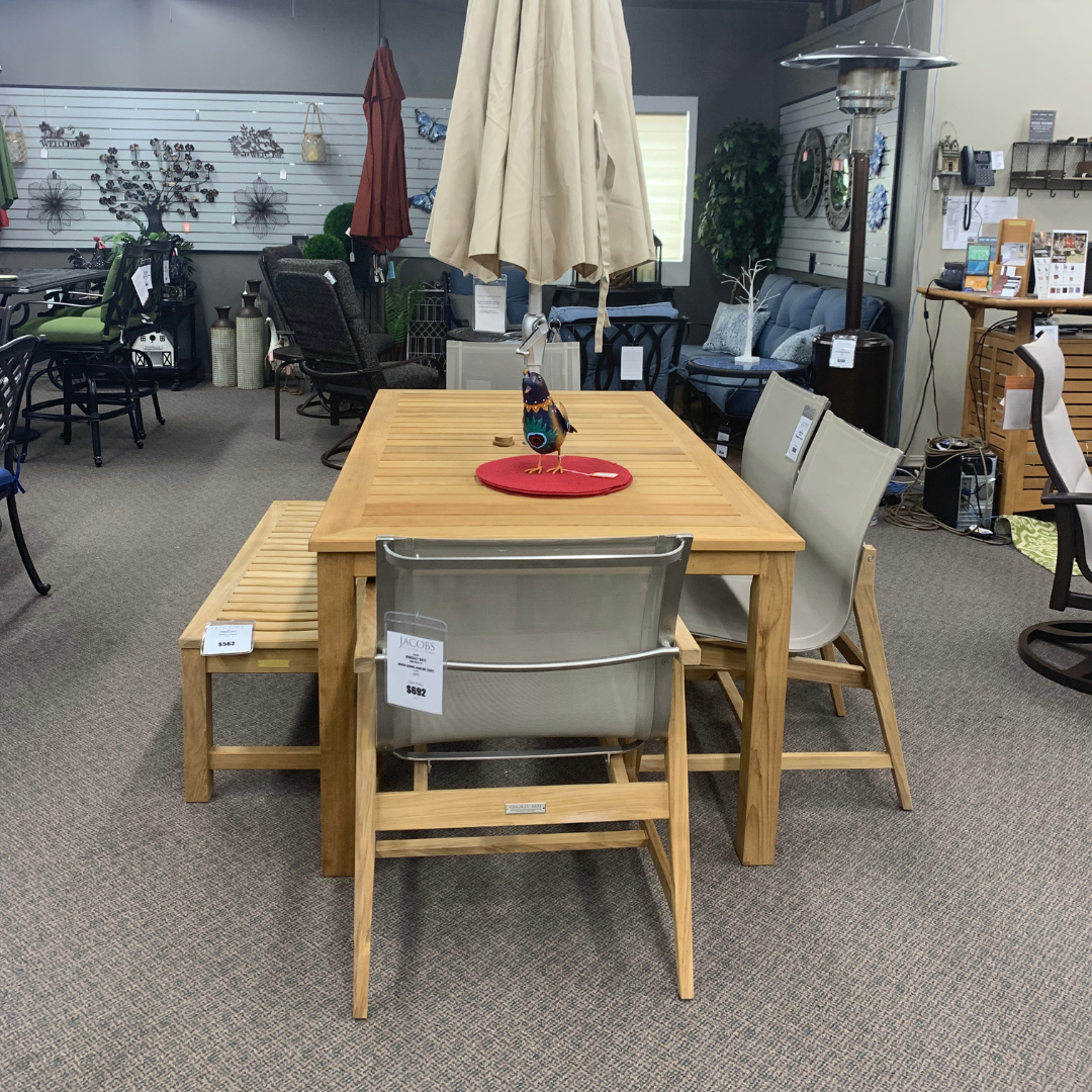 Kingsley-Bate Marin Teak Patio Dining Arm Chair Taupe is available at Jacobs Custom Living in Spokane WA.