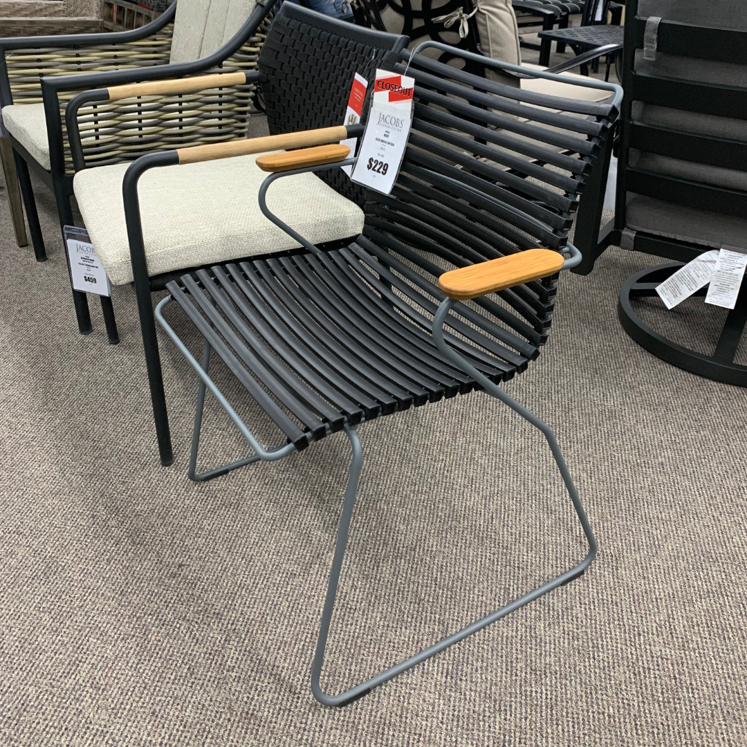 Click Black Patio Dining Arm Chair | Jacobs Custom Living