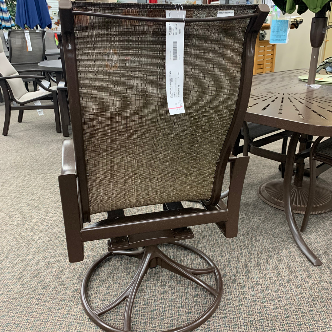 Tropitone Shoreline High Back Swivel Rocker Dining Chair is available in our Jacobs Custom Living Spokane Valley showroom.