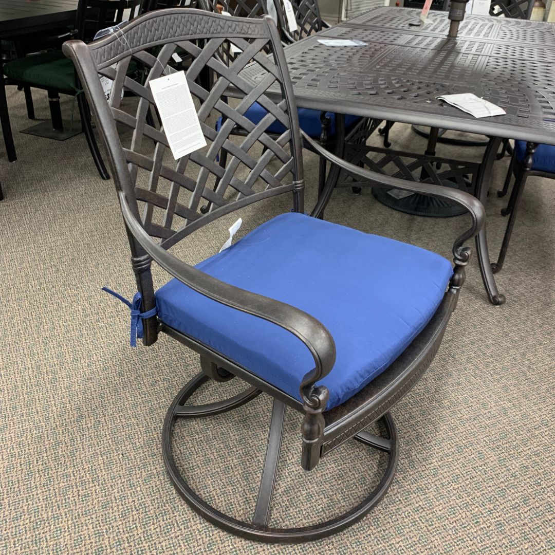 Hanamint Berkshire swivel rocker dining chair is available at Jacobs Custom Living Spokane Valley showroom.