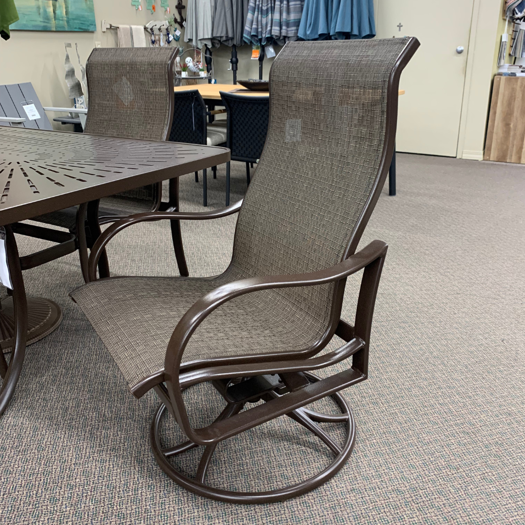 Tropitone Shoreline High Back Swivel Rocker Dining Chair is available in our Jacobs Custom Living Spokane Valley showroom.