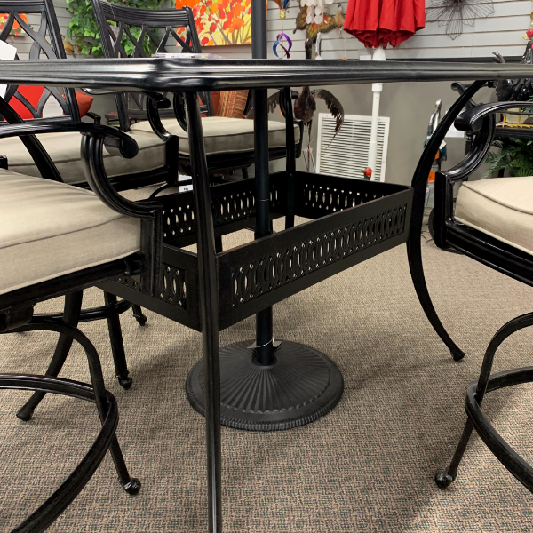 Alfresco Home Toscana 57" x 42" Rectangular Die Cast Gathering Table with Umbrella Hole at Jacobs Custom Living Spokane Valley WA, 99037