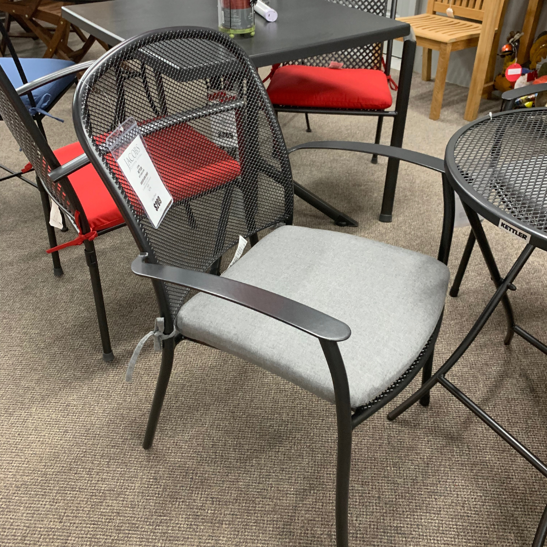 Surround yourself in comfort and style with the Kettler Caredo Patio Dining Arm Chair. Enjoy quality time with family and friends and add a touch of class to your yard. Make memories that last with Kettler USA patio furniture from Jacobs Custom Living!