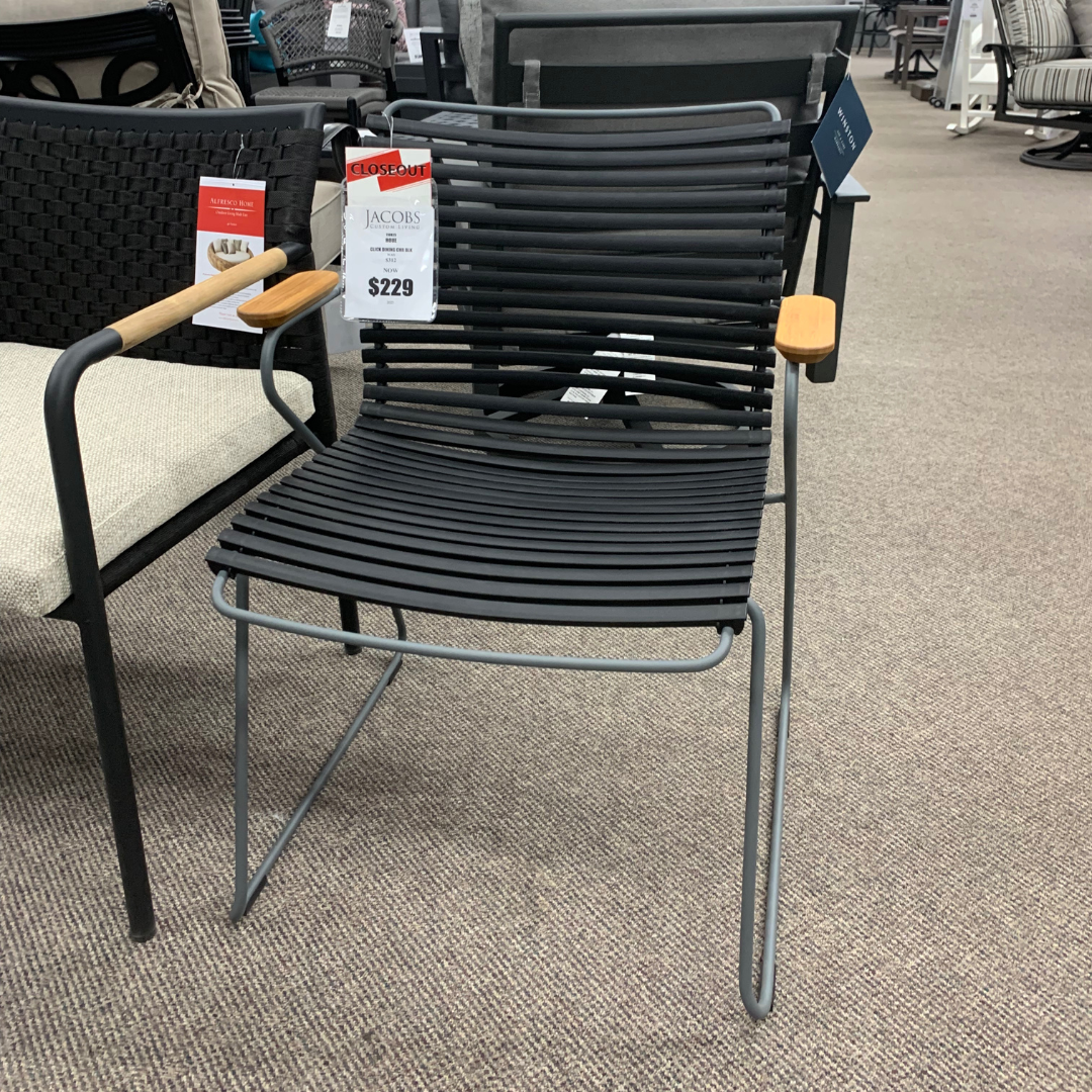 Click Black Patio Dining Arm Chair | Jacobs Custom Living