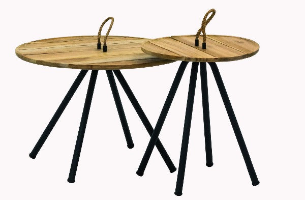 Alfresco Home Elle Belt Teak Top Coffee Tables (set of 2) at Jacobs Custom Living Spokane Valley WA, 99037