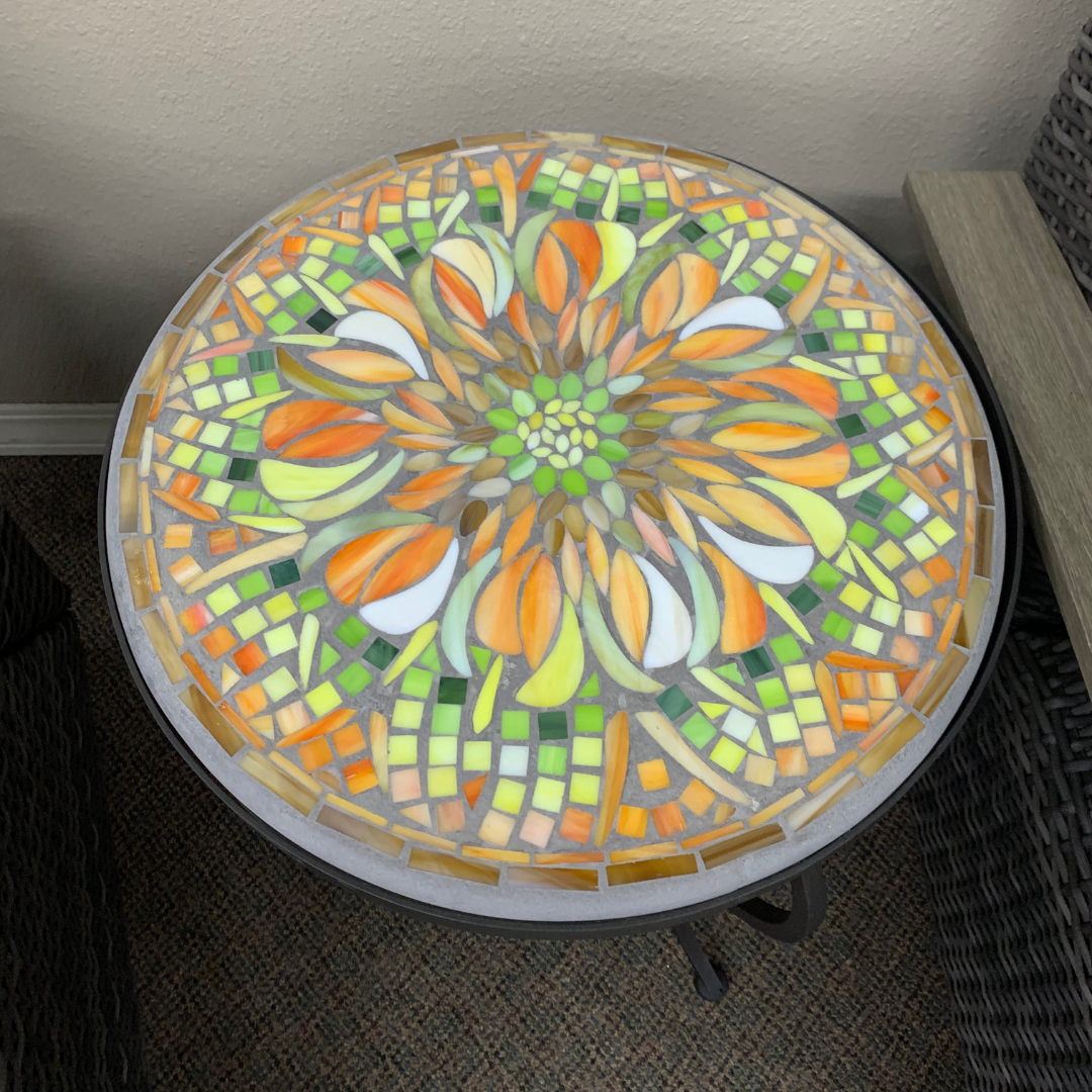 KNF Designs 18" Umbria Mosaic Top Side Table | Jacobs Custom Living