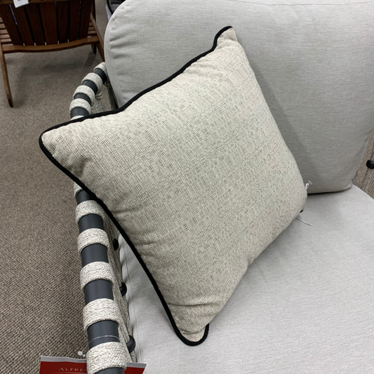 Sunbrella 18" Outdoor Patio Throw Pillow in Cream with Black Welt is available at Jacobs Custom Living in Spokane Valley, WA.