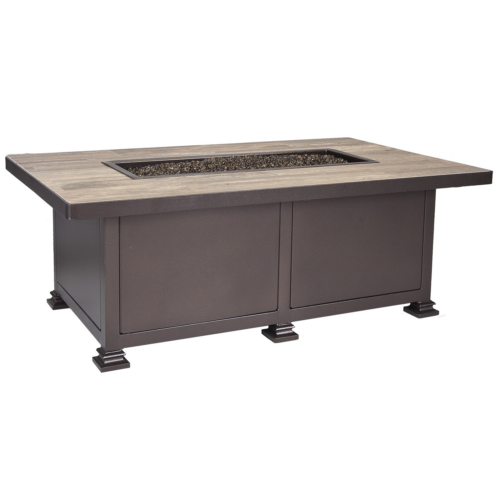 O.W. Lee Santorini Outdoor Patio 30" x 50" occasional Fire Table is available at Jacobs Custom Living.