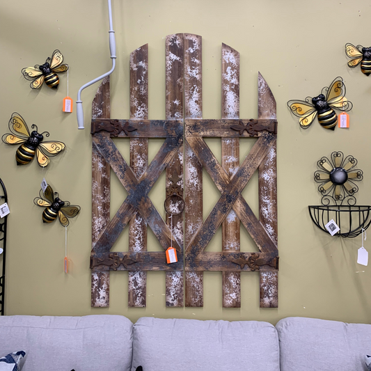 Rustic Barn Door Wall Decor is available at Jacobs Custom Living in Spokane Valley, WA.