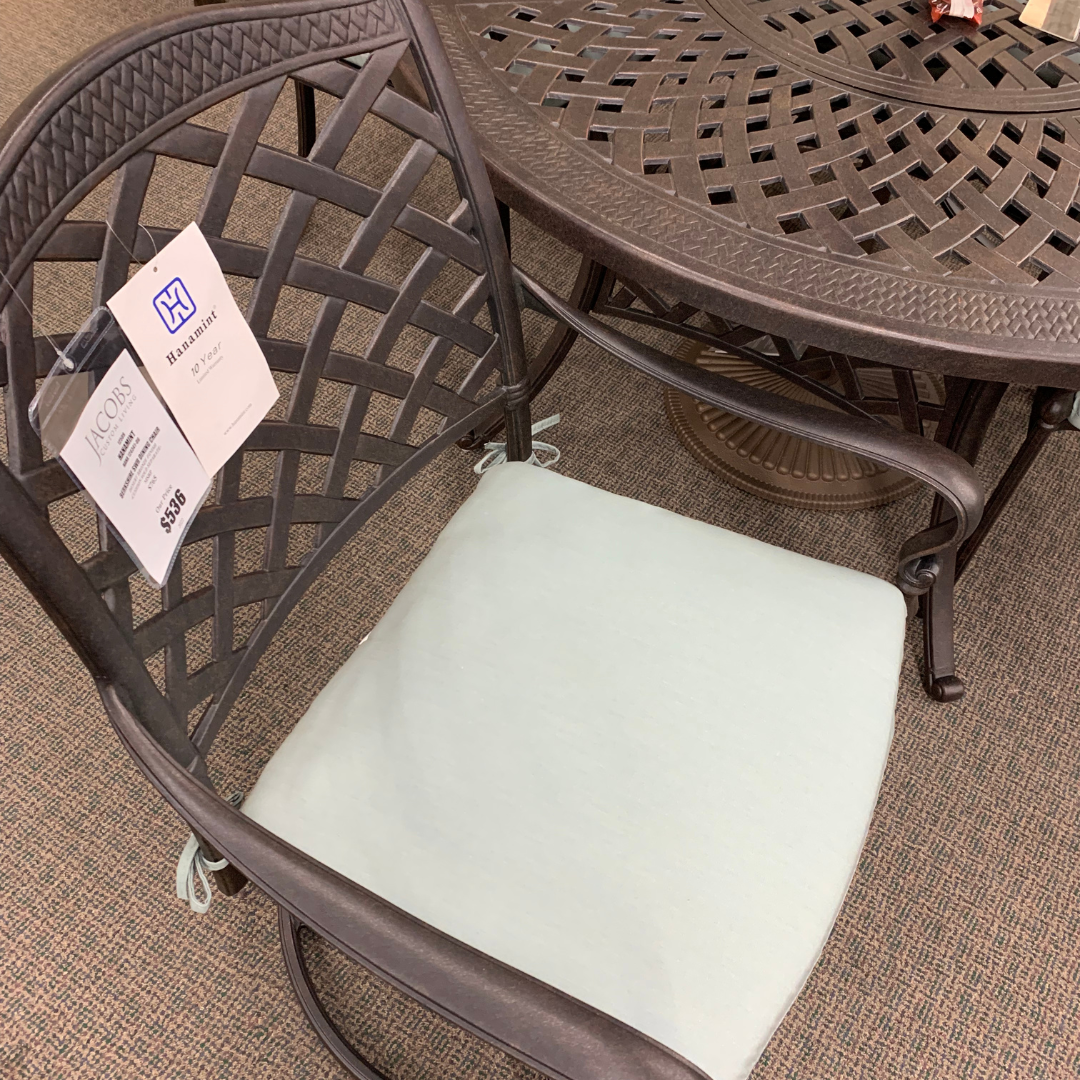 Hanamint Berkshire swivel rocker dining chair is available at Jacobs Custom Living Spokane Valley showroom.