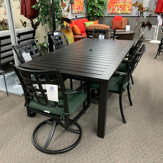 Hanamint Sherwood Dining Set is available at Jacobs Custom Living Spokane Valley showroom. 