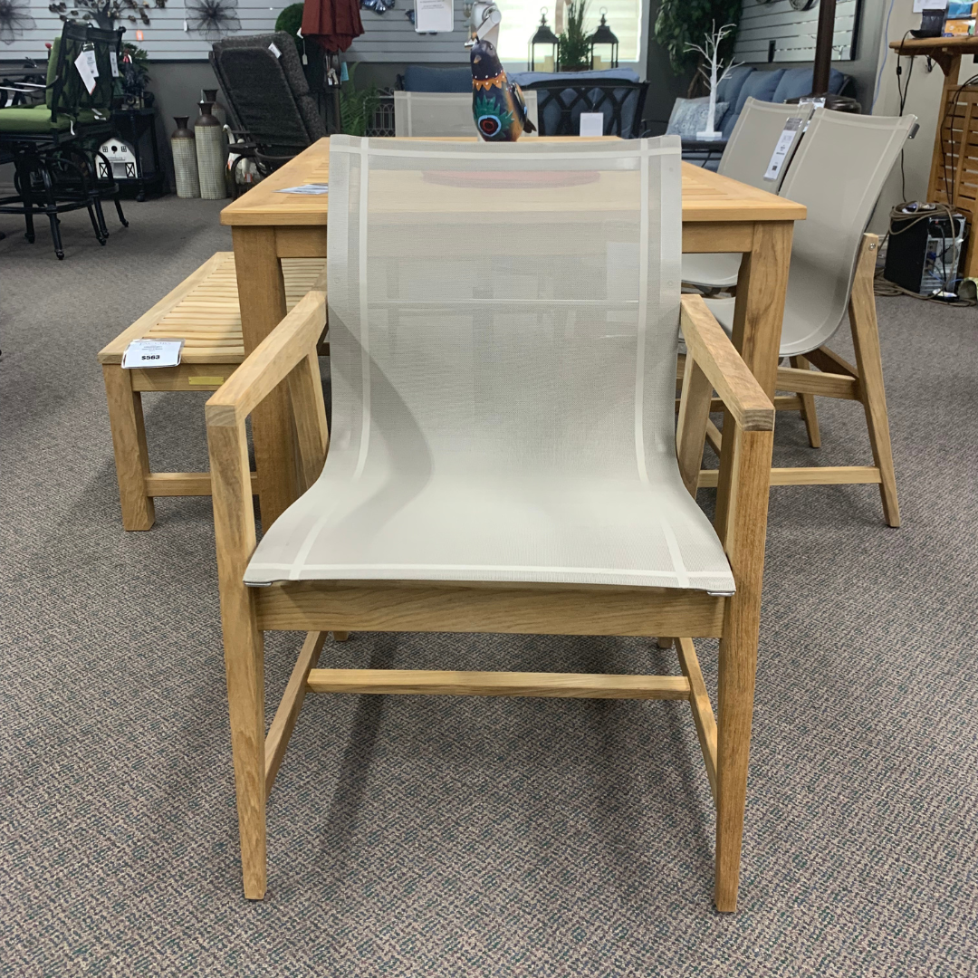 Kingsley-Bate Marin Teak Patio Dining Arm Chair Taupe is available at Jacobs Custom Living in Spokane WA.