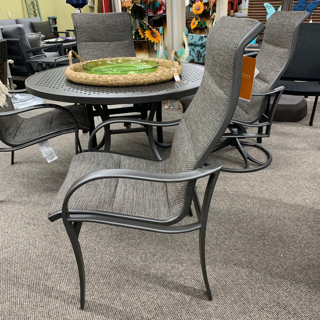 Tropitone Shoreline Padded Sling High Back Dining Chair is available at Jacobs Custom Living in Spokane Valley, WA.