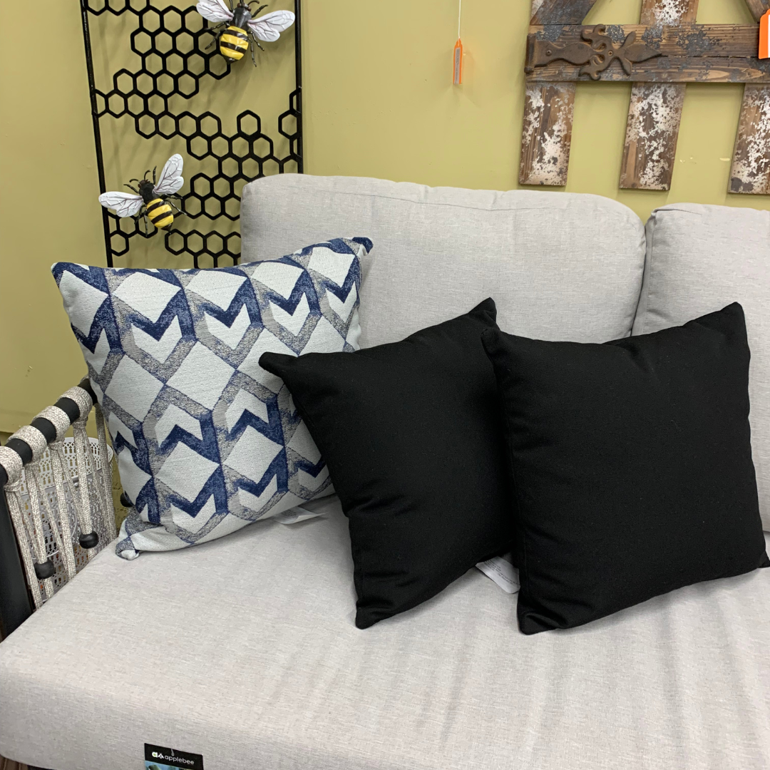 Sunbrella Outdoor Patio Throw Pillow in Canvas Black is available at Jacobs Custom Living in Spokane Valley, WA.
